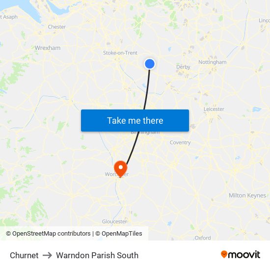 Churnet to Warndon Parish South map