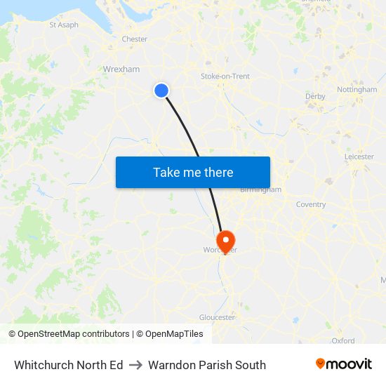 Whitchurch North Ed to Warndon Parish South map