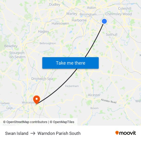 Swan Island to Warndon Parish South map