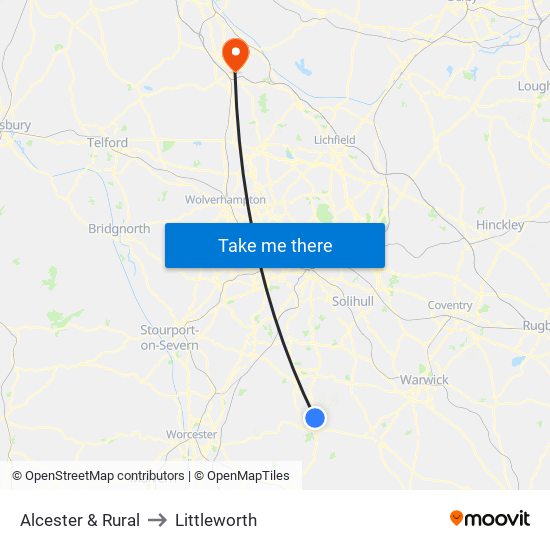 Alcester & Rural to Littleworth map