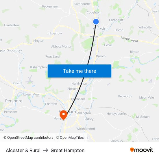 Alcester & Rural to Great Hampton map