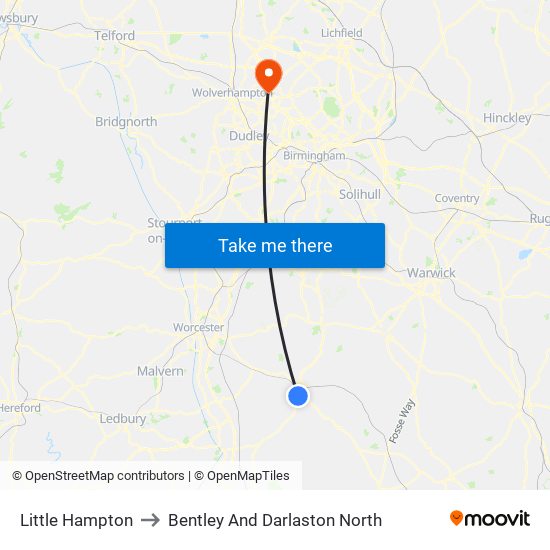 Little Hampton to Bentley And Darlaston North map