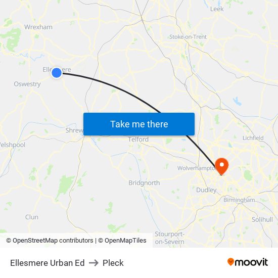 Ellesmere Urban Ed to Pleck map