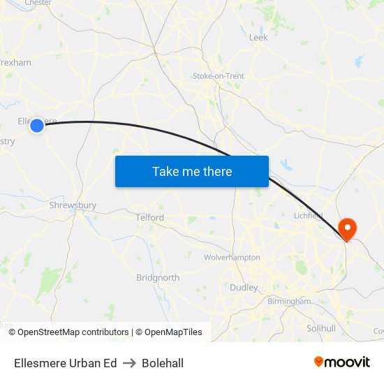 Ellesmere Urban Ed to Bolehall map