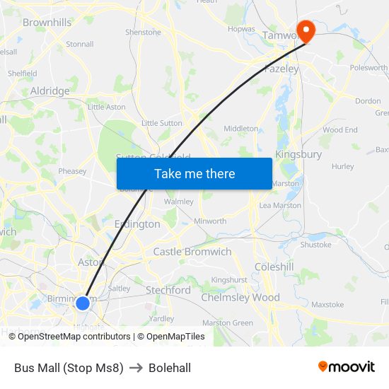 Bus Mall (Stop Ms8) to Bolehall map