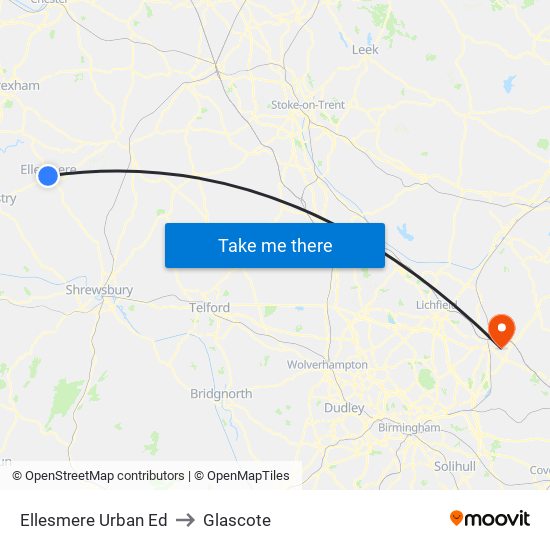 Ellesmere Urban Ed to Glascote map