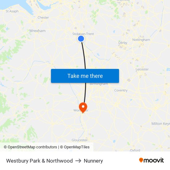 Westbury Park & Northwood to Nunnery map