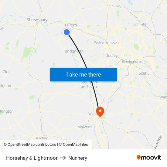 Horsehay & Lightmoor to Nunnery map