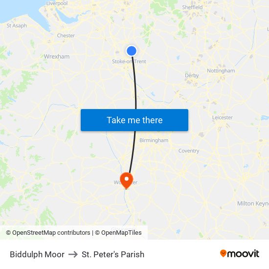 Biddulph Moor to St. Peter's Parish map