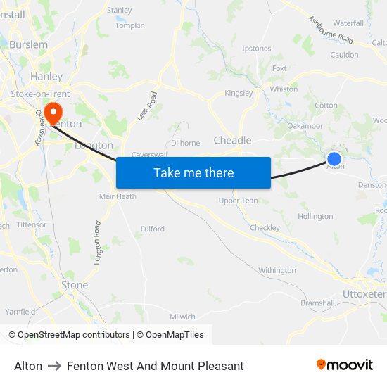 Alton to Fenton West And Mount Pleasant map