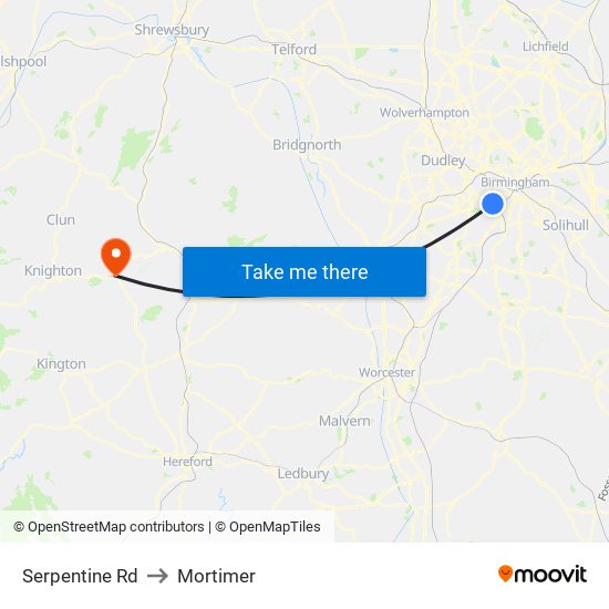 Serpentine Rd to Mortimer map