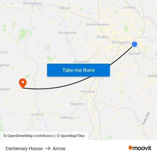 Centenary House to Arrow map