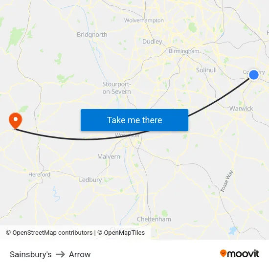 Sainsbury's to Arrow map