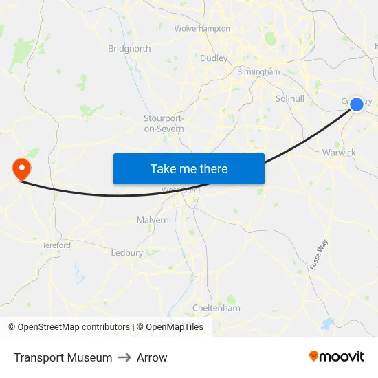 Transport Museum to Arrow map