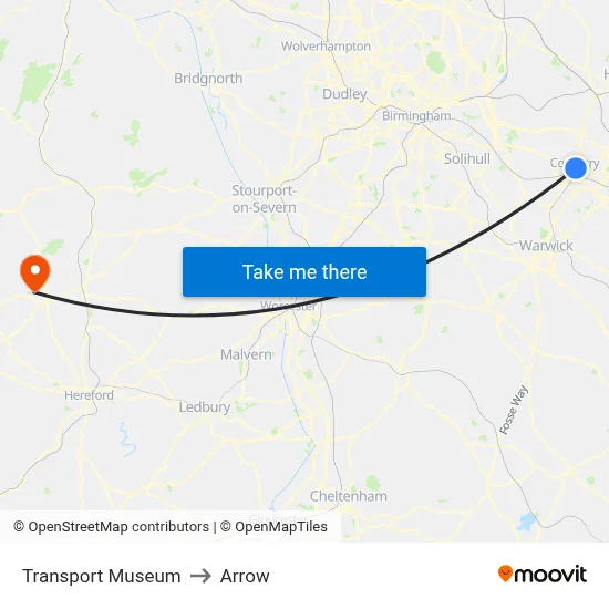 Transport Museum to Arrow map