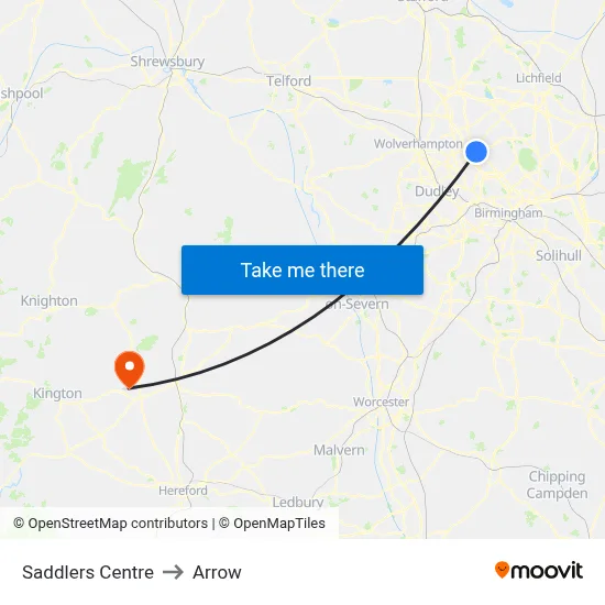 Saddlers Centre to Arrow map