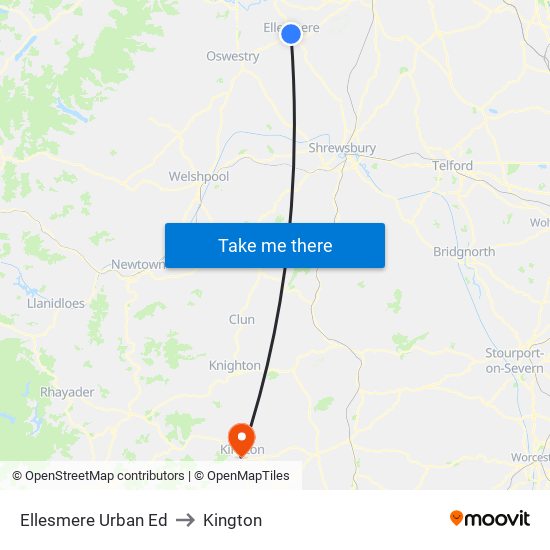 Ellesmere Urban Ed to Kington map