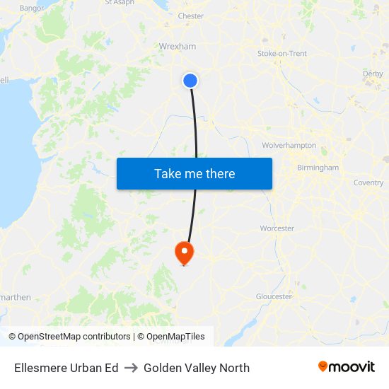 Ellesmere Urban Ed to Golden Valley North map