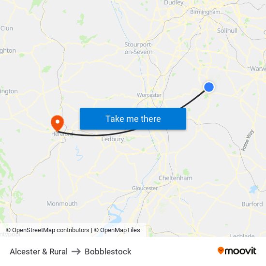 Alcester & Rural to Bobblestock map