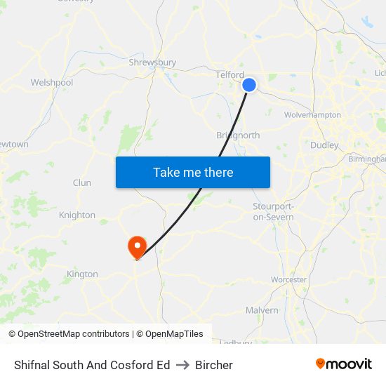 Shifnal South And Cosford Ed to Bircher map