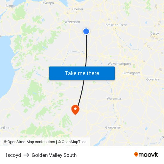 Iscoyd to Golden Valley South map