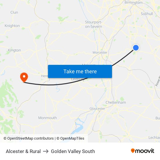 Alcester & Rural to Golden Valley South map