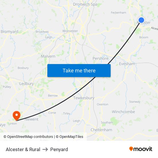 Alcester & Rural to Penyard map