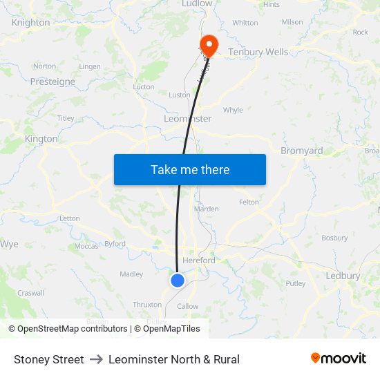 Stoney Street to Leominster North & Rural map