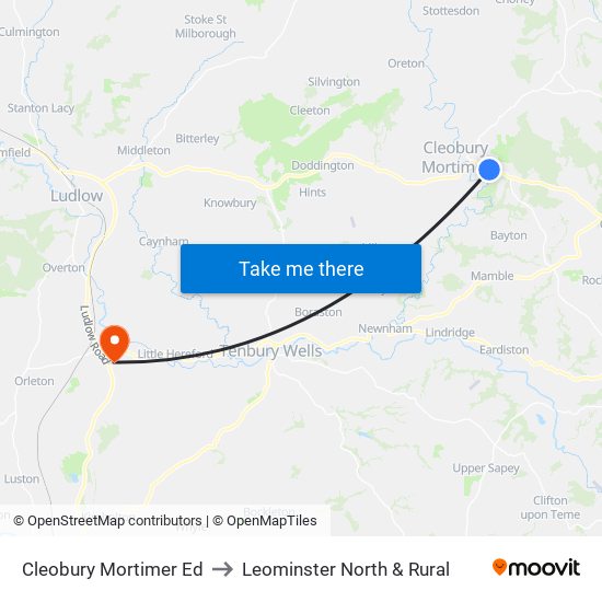 Cleobury Mortimer Ed to Leominster North & Rural map