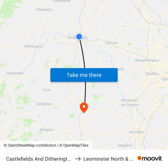 Castlefields And Ditherington Ed to Leominster North & Rural map