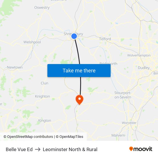 Belle Vue Ed to Leominster North & Rural map