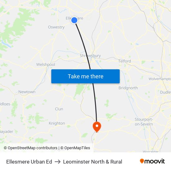 Ellesmere Urban Ed to Leominster North & Rural map