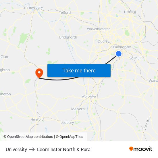 University to Leominster North & Rural map