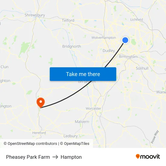 Pheasey Park Farm to Hampton map