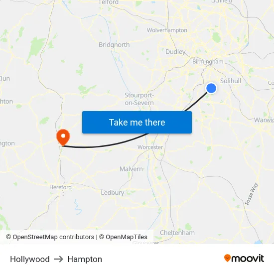 Hollywood to Hampton map