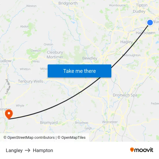 Langley to Hampton map