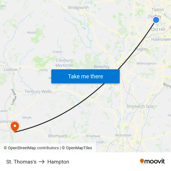 St. Thomas's to Hampton map