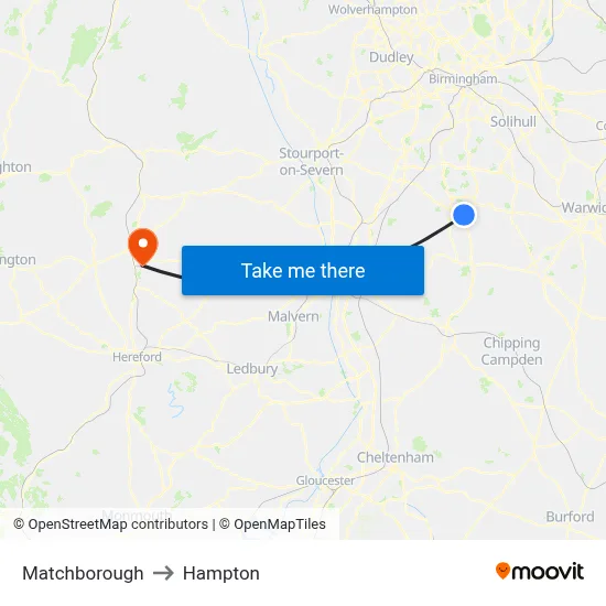 Matchborough to Hampton map