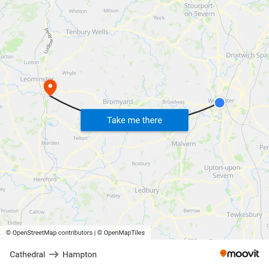 Cathedral to Hampton map