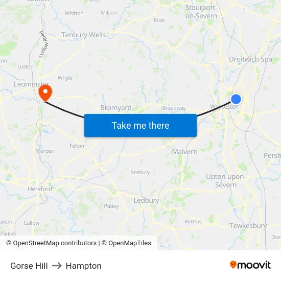 Gorse Hill to Hampton map