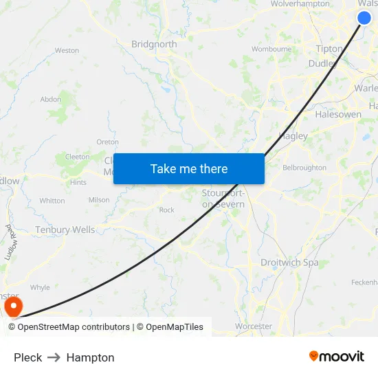 Pleck to Hampton map