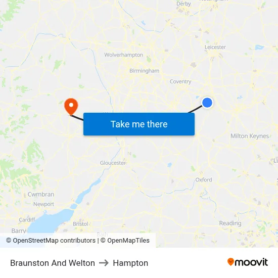 Braunston And Welton to Hampton map
