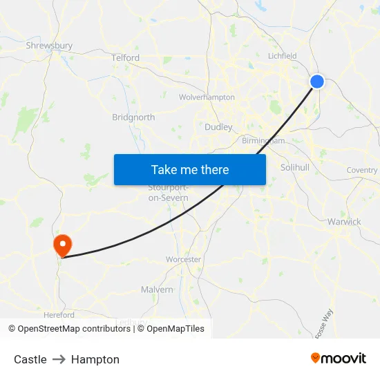 Castle to Hampton map