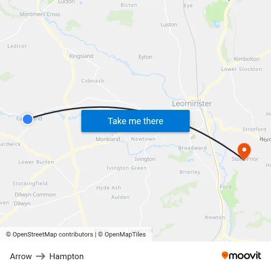 Arrow to Hampton map