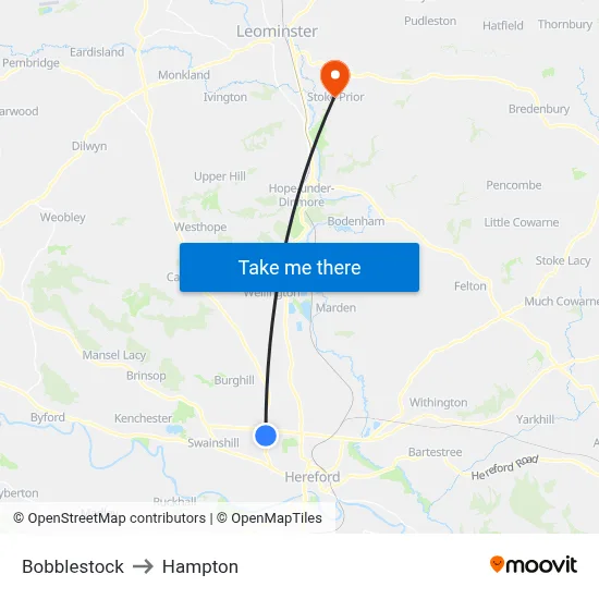 Bobblestock to Hampton map