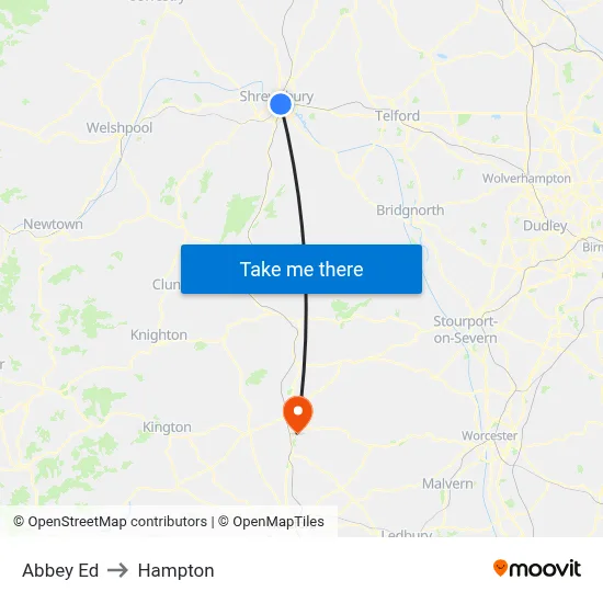 Abbey Ed to Hampton map