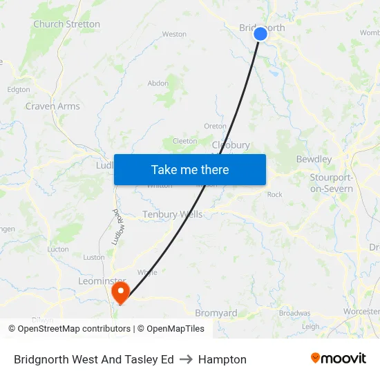 Bridgnorth West And Tasley Ed to Hampton map