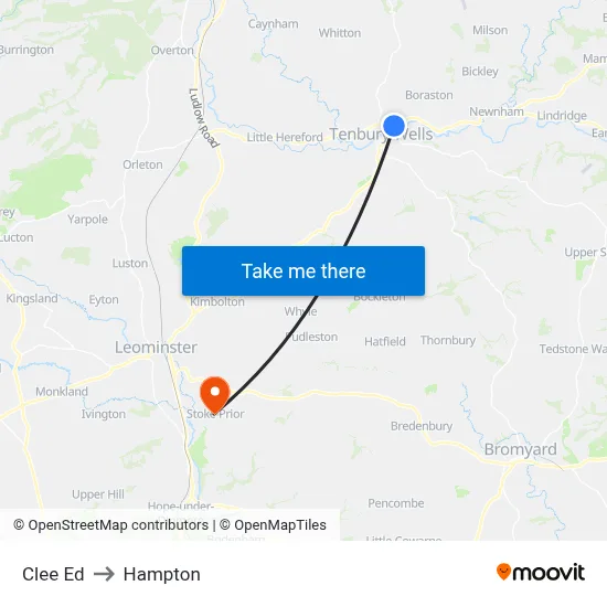 Clee Ed to Hampton map