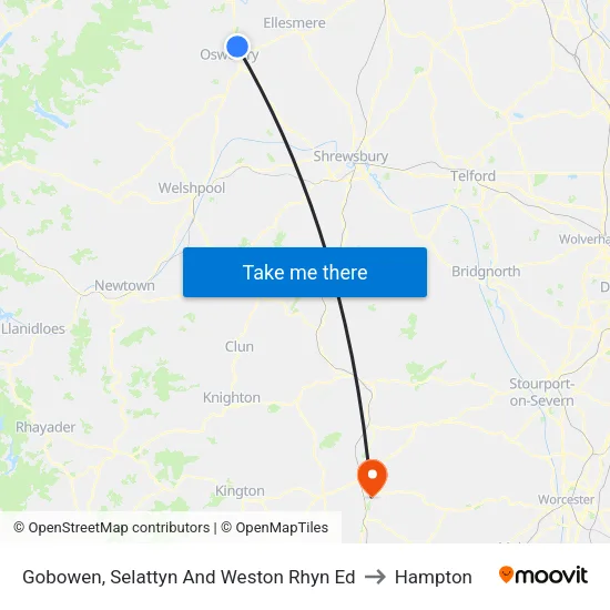 Gobowen, Selattyn And Weston Rhyn Ed to Hampton map