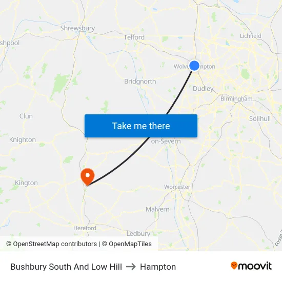 Bushbury South And Low Hill to Hampton map